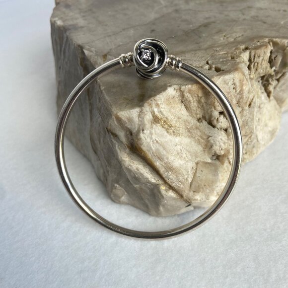 Pandora Sterling Silver 925 Encircled Clasp CZ Round Charm Bangle Bracelet 6.5" - Picture 13 of 16